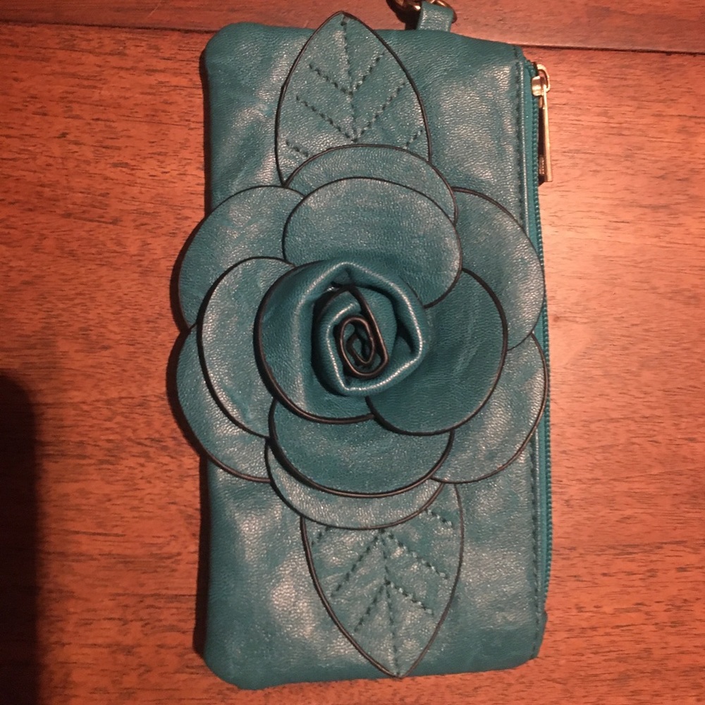 Leather Wristlet With Flower